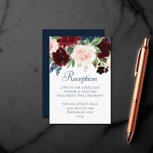 Carte D'accompagnement Boho Blooms Russe Navy et Bourgogne Garland