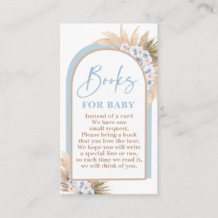 Carte D'accompagnement Boho Blue Boy Pampas Grass Books for Baby Card