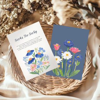 Carte D'accompagnement Boho Blue Cornflower Meadow Books for Baby Shower