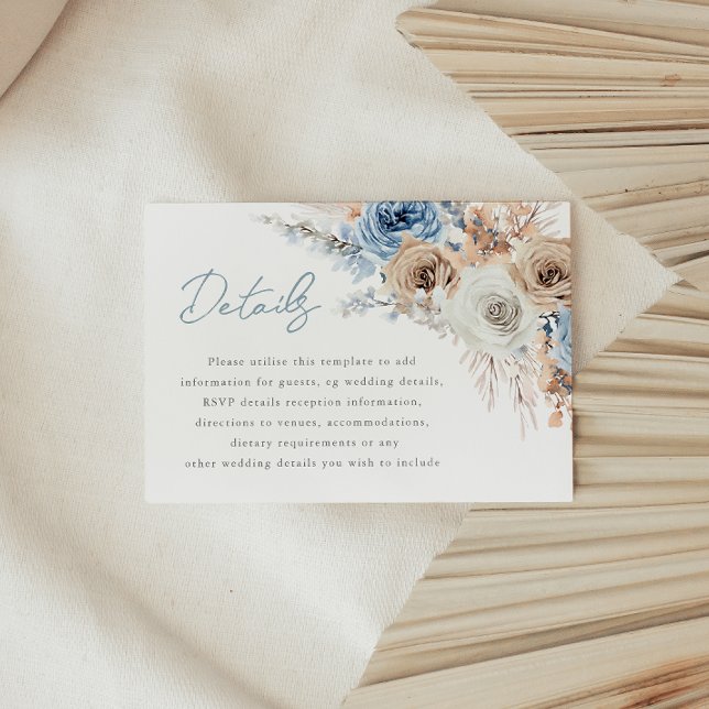Carte D'accompagnement Boho Blue : Dusty Blue Bohemian Détails du Mariage (Créateur téléchargé)