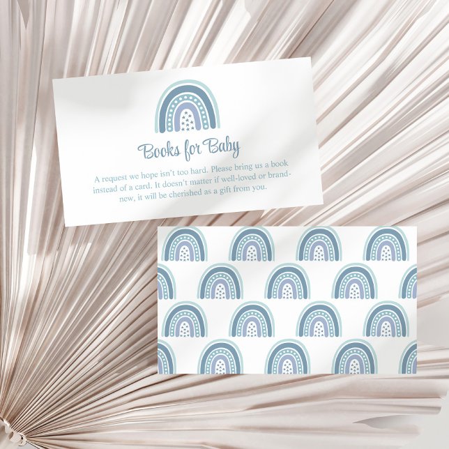 Carte D'accompagnement Boho Blue Rainbow Books for Baby Encape Card (Boho Blue Rainbow Books for Baby Enclosure Card on a sunny white dry palm leaf.)