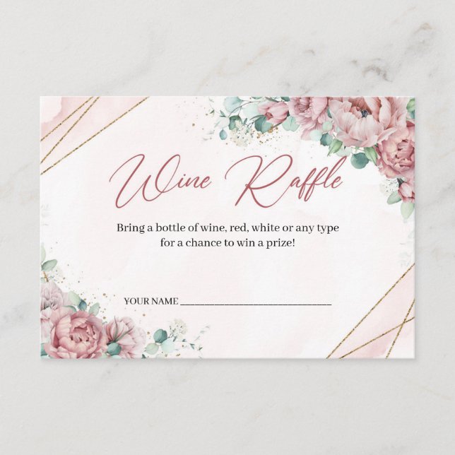 Carte D'accompagnement Boho Blush floral fausse dorure eucalyptus Tirage  (Devant)