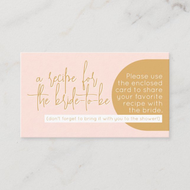 Carte D'accompagnement Boho Blush & Mustard Recette pour la mariée (Devant)