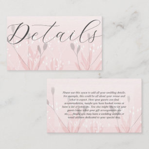 Carte D'accompagnement Boho Blush Pink Foliing Détails du Mariage