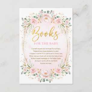 Carte D'accompagnement Boho Blush Pink Gold Flower Livres pour bébé fille