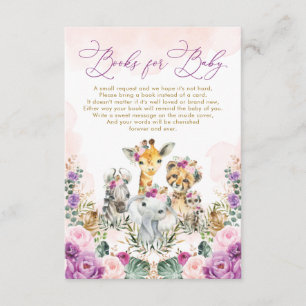 Carte D'accompagnement Boho Blush Purple Jungle Safari Livres pour bébé