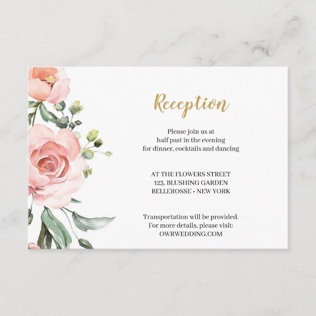 Carte D'accompagnement Boho Blush rose Floral Rose or géométrique Enclos (Devant)