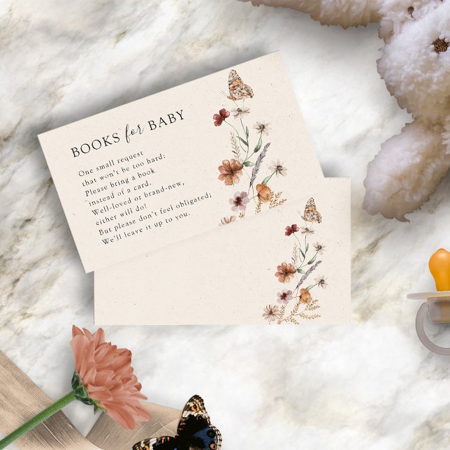 Carte d'accompagnement Boho Books For Baby (Boho Watercolor Wildflowers Books For Baby Enclosure Card by Painted Paperie
)