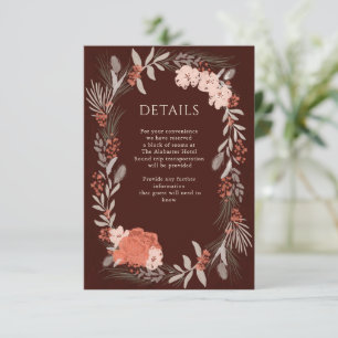 Carte D'accompagnement Boho Botanical Brown and Cream Mariage Détails
