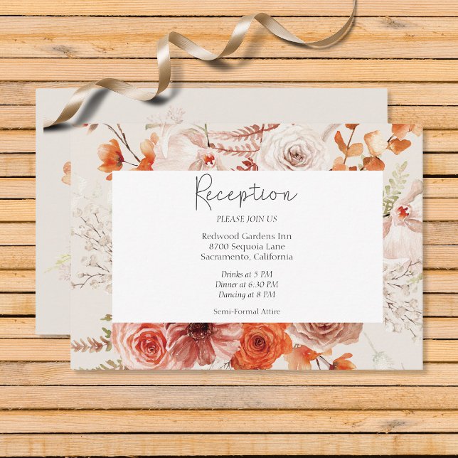 Carte D'accompagnement Boho Brûlé Orange Arc Floral Monogramme Beige (Créateur téléchargé)