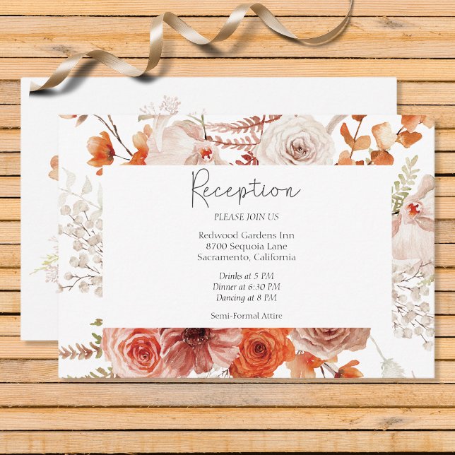 Carte D'accompagnement Boho Brûlé Orange Arc Floral Monogramme Blanc (Créateur téléchargé)
