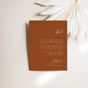 Carte D'accompagnement Boho Brunt Orange Elegant Minimal Détails Mariage