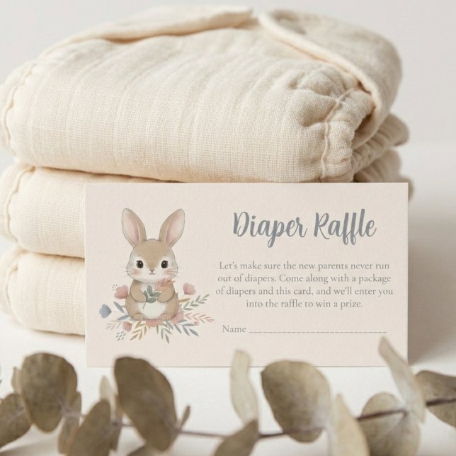 Carte D'accompagnement Boho Bunny Watercolor Diaper Raffle (Boho bunny diaper raffle shower game)