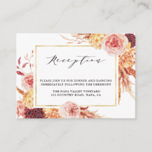 Carte D'accompagnement Boho Burgundy Terracotta Réception De Mariage Flor