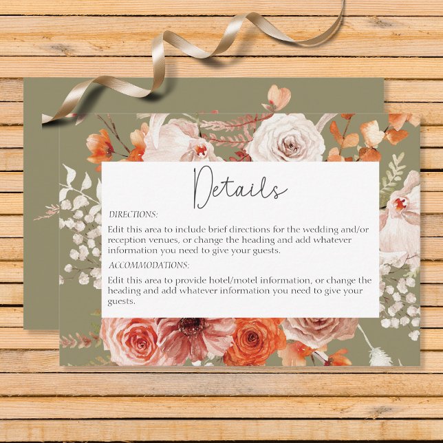 Carte D'accompagnement Boho Burnt Orange Fall Floral Détails de l'échelle (Créateur téléchargé)