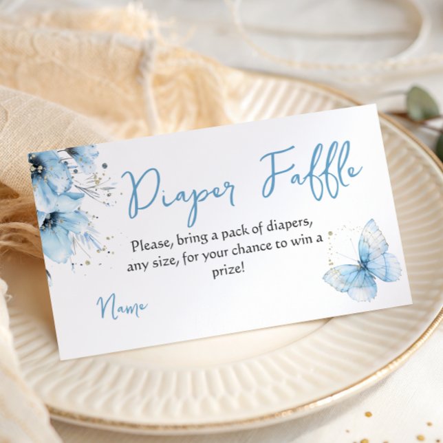 Carte D'accompagnement Boho Butterfly Floral Blue Boy Baby Shower Diaper (Créateur téléchargé)