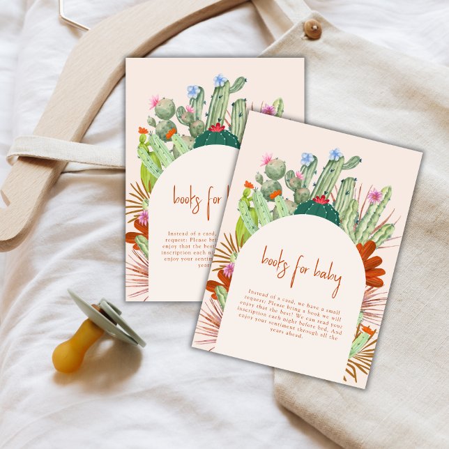 Carte D'accompagnement Boho Cactus Arch Desert Pampas Livres Baby shower (Boho Cactus Arch Desert Pampas Books Baby Shower Enclosure Card)