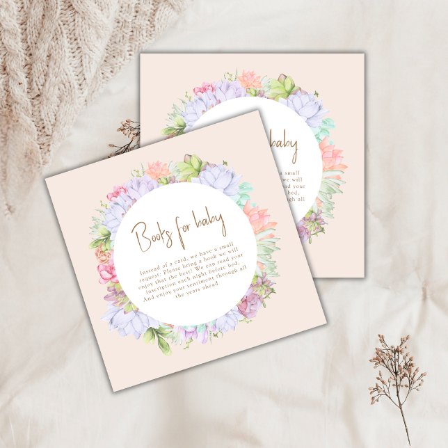 Carte D'accompagnement Boho Cactus Desert Livres Minimaux Pour Le Baby sh (Minimal Boho Cactus Desert Books For Baby Shower Enclosure Card)