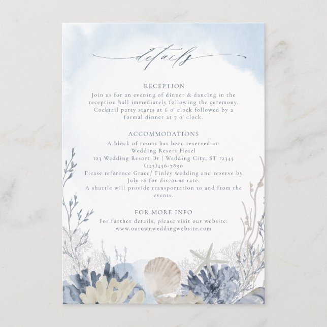 Carte D'accompagnement Boho Chic Beach Destination Wedding Details (Devant)