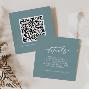 Carte D'accompagnement Boho Chic Seafoam Mariage Turquoise QR Code Détail