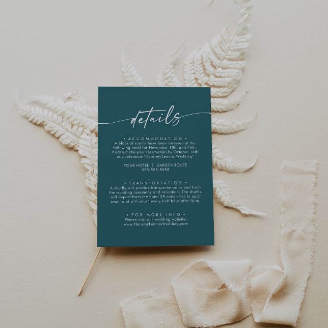 Carte D'accompagnement Boho Chic Turquoise Blue Détails du Mariage (Créateur téléchargé)