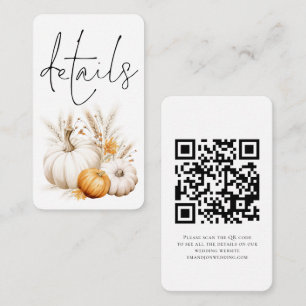 Carte D'accompagnement Boho Citrouille Script QR Code Détails du Mariage