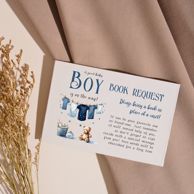 Carte D'accompagnement Boho Clothesline Blue Boy Baby shower Demande de r (Créateur téléchargé)
