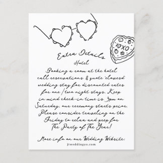 Carte D'accompagnement Boho Coeurs modernes Doodle main tiré noir & blanc