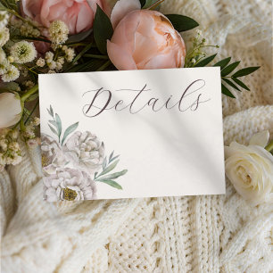 Carte D'accompagnement Boho Crème & Blanc Cassé Détails de Mariage Florau