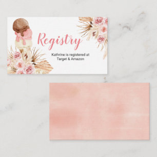 Carte D'accompagnement Boho Crème glacée Floral Aquarelle Registre Insére