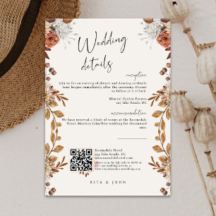 Carte D'accompagnement Boho Crème moderne Détails du Mariage de script