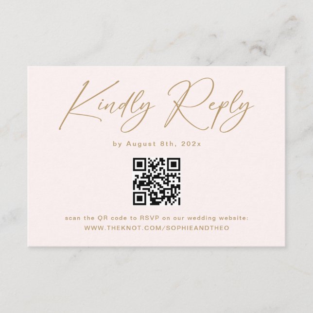 Carte D'accompagnement Boho Crème Neutre Mariage RSVP Code QR (Devant)