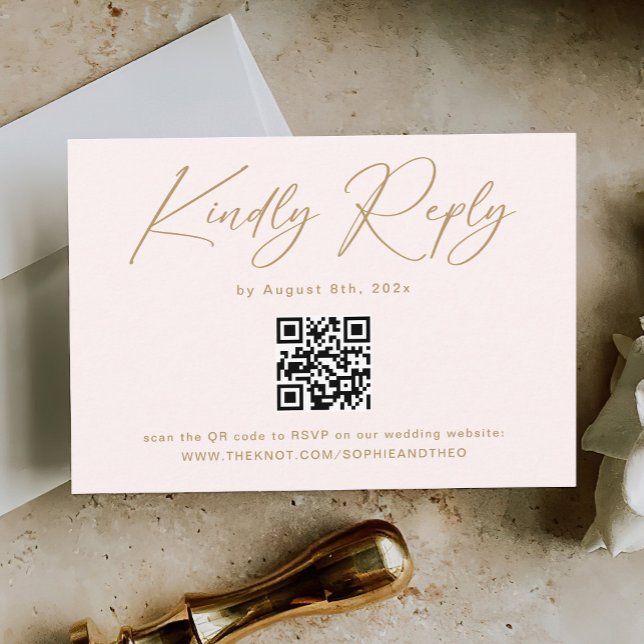 Carte D'accompagnement Boho Crème Neutre Mariage RSVP Qr Code (Créateur téléchargé)