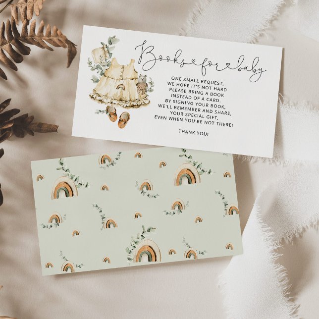 Carte D'accompagnement Boho crêpes livres pour filles pour billet bébé (Créateur téléchargé)