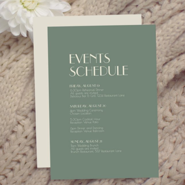 Carte D'accompagnement Boho Deco d'automne | Calendrier des Mariages vert (Créateur téléchargé)