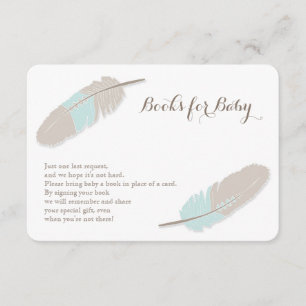 Carte D'accompagnement Boho Demande Boho Feather Blue and Grey