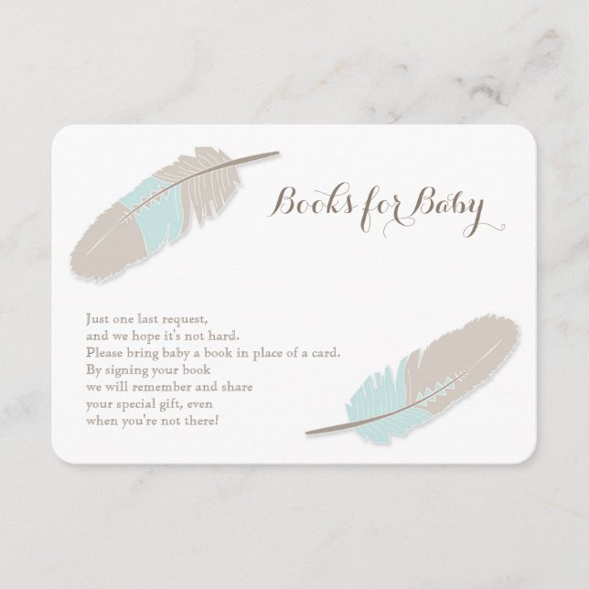 Carte D'accompagnement Boho Demande Boho Feather Blue and Grey (Devant)