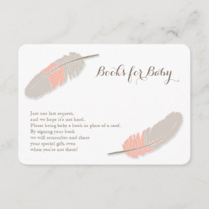 Carte D'accompagnement Boho Demande Boho Feather rose et gris