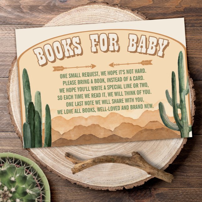Carte D'accompagnement Boho Desert Cactus Western Cowboy Livres pour bébé (Créateur téléchargé)