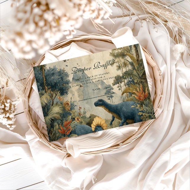 Carte D'accompagnement Boho Dino Baby Shower Diapper Raffle (Créateur téléchargé)
