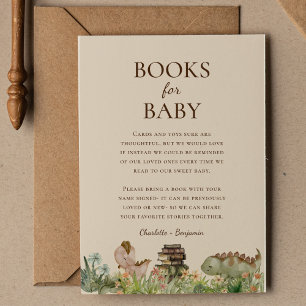 Carte D'accompagnement Boho Dinosaur Baby shower Beige Livres Pour Bébé