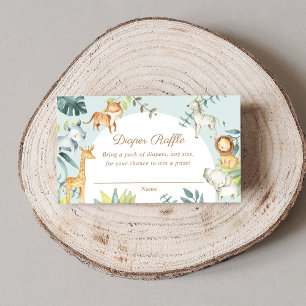 Carte D'accompagnement Boho doux animaux safari sauge tombole de couche