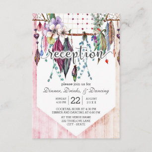 Carte D'accompagnement Boho Dreamcatcher & Feathers Réception de mariage