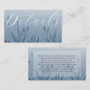 Carte D'accompagnement Boho Dusty Blue Foliage Détails du Mariage
