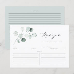 Carte D'accompagnement Boho Dusty Green Eucalyptus Feuille Douche Recette