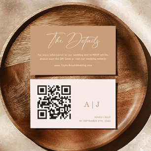 Carte D'accompagnement Boho Earth Tone Details Code Qr Mariage