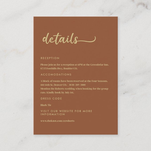 Carte D'accompagnement Boho Earth Tones Script tendance (Devant)