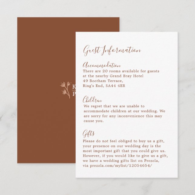 Carte D'accompagnement Boho Earthy Botanical Elegant Ivory Invité (Devant / Derrière)