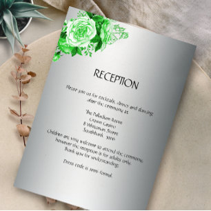 Carte D'accompagnement Boho Emerald Roses Réception de mariage en argent