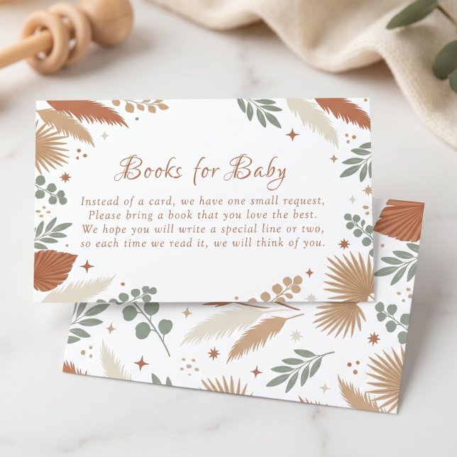 Carte D'accompagnement Boho Eucalyptus Sage Livres Verts pour Bébé (Boho Eucalyptus Sage Green Books for Baby Enclosure Card)
